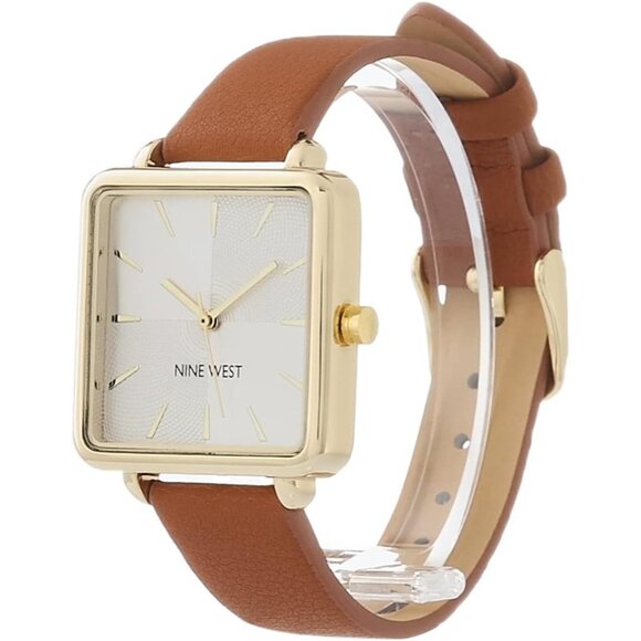 Women\'s Brown/Gold Tone Buckle Closure Faux Leather Strap Crystal Lens Watch main image 4